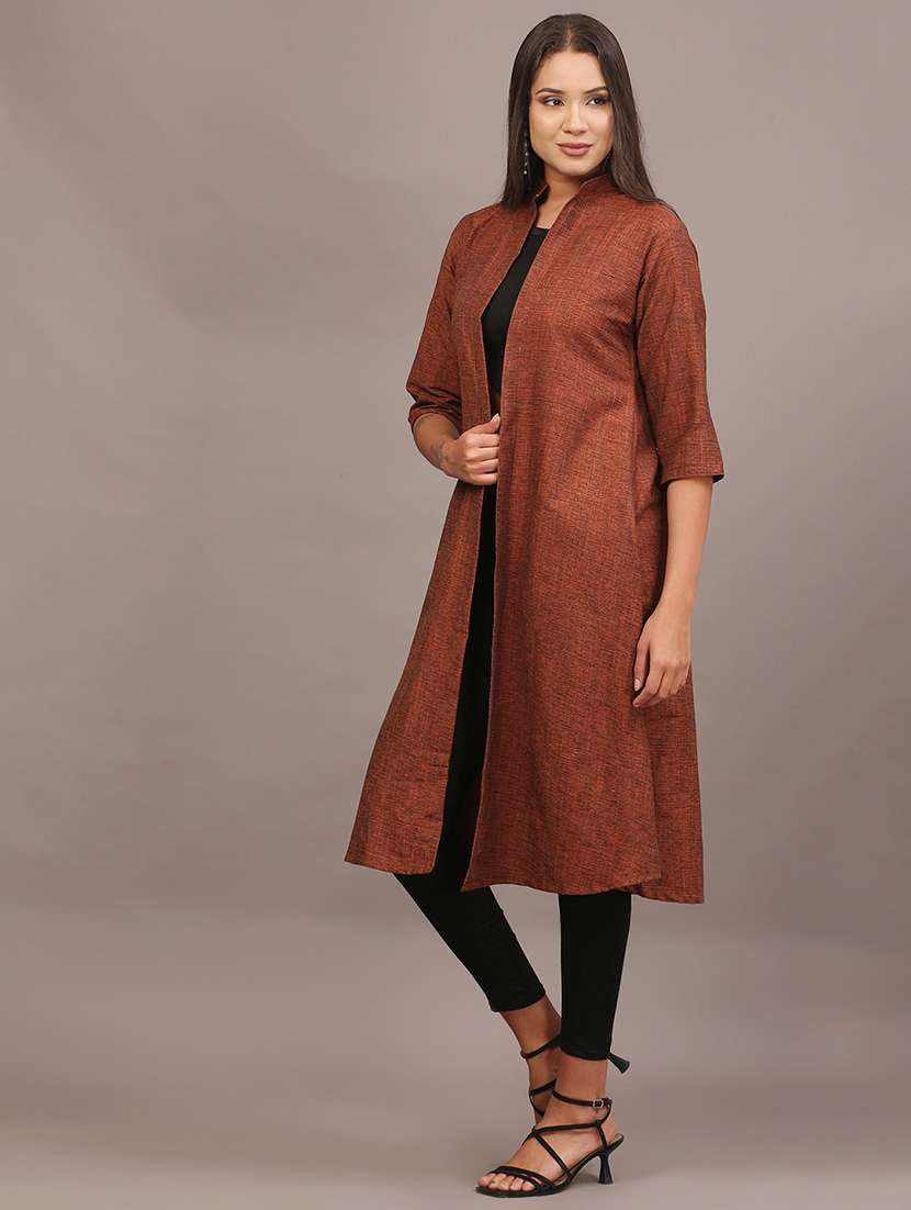 women self designed three quarter sleeve long shrug - 22320790 -  Standard Image - 4