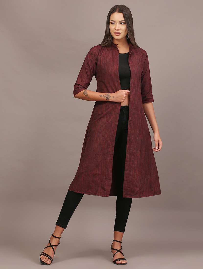 women self designed three quarter sleeve long shrug - 22320795 -  Standard Image - 4