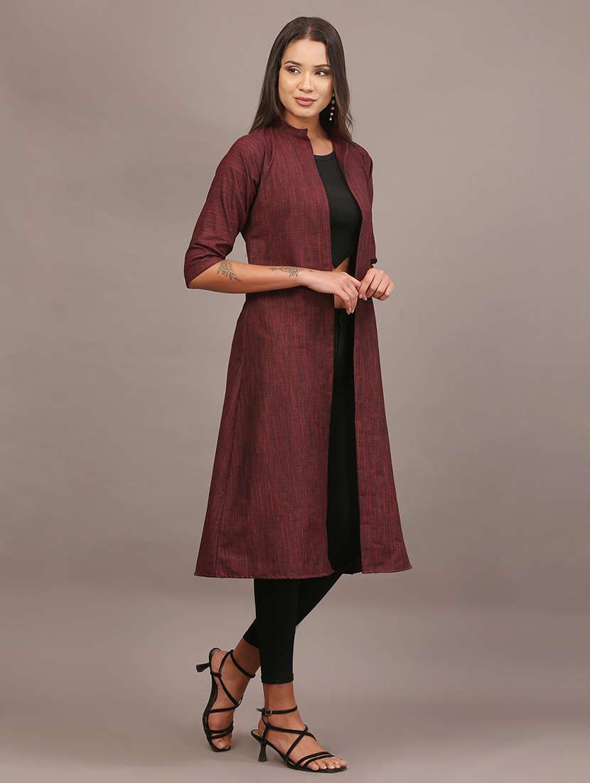 women self designed three quarter sleeve long shrug - 22320795 -  Standard Image - 6