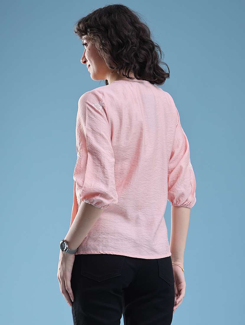 Women Embroidered Three Quarter Sleeves A-line Top - 22320934 -  Standard Image - 4