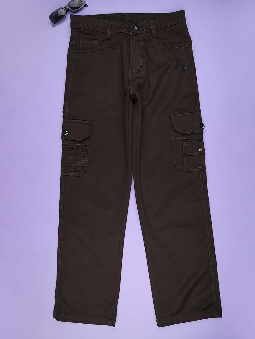 Brown Poly Cotton Plain Jean - 22321006 -  Standard Image - 1