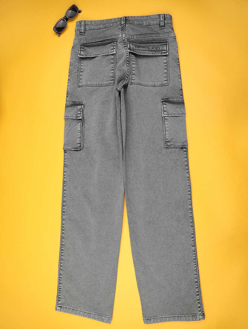 boys solid mid rise cargo - 22321054 -  Standard Image - 1