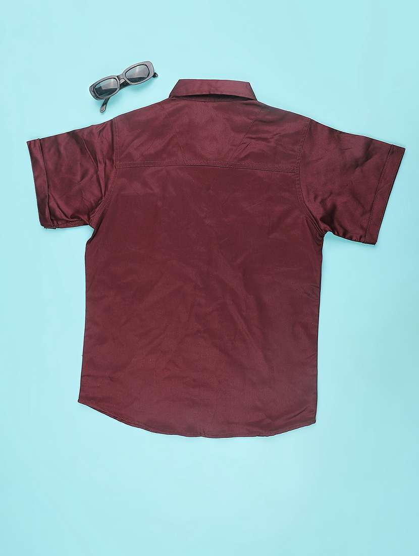 boys solid collared short sleeve shirt - 22321244 -  Standard Image - 1