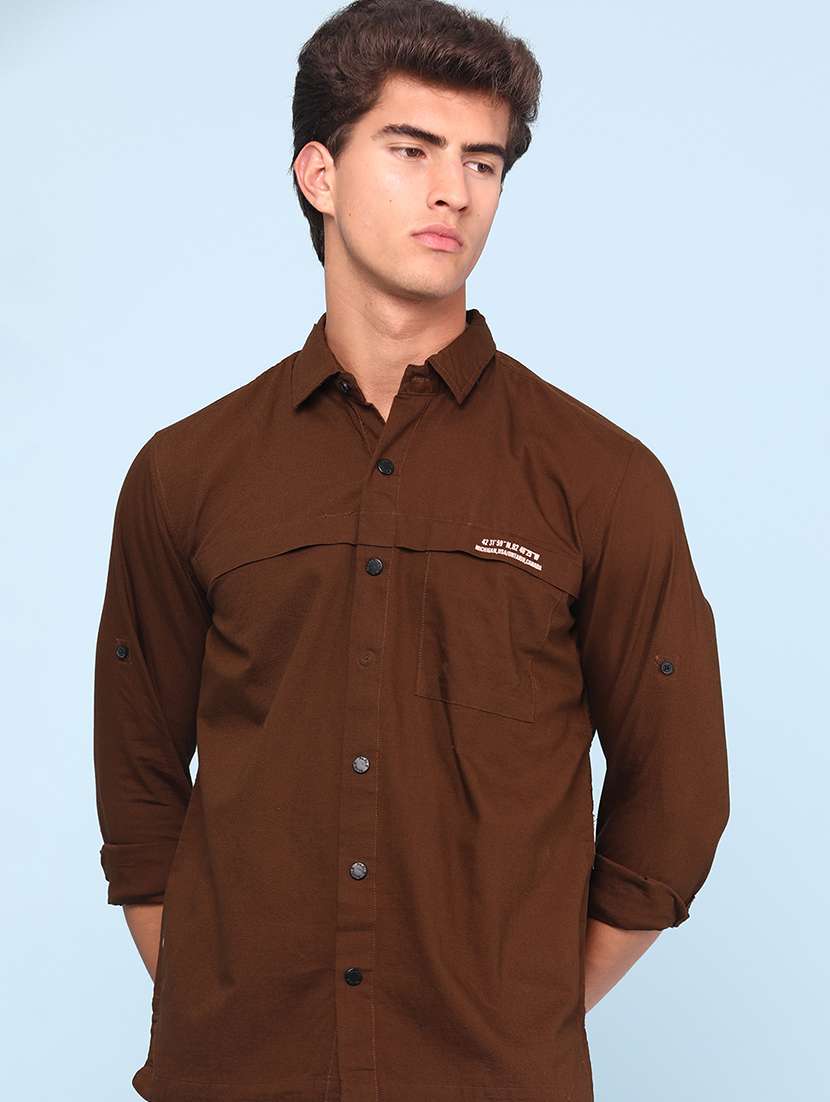 men solid long sleeve regular fit casual shirt