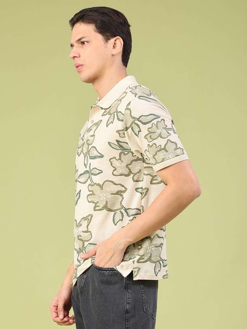 men floral short sleeve regular fit polo t-shirt - 22321418 -  Standard Image - 1