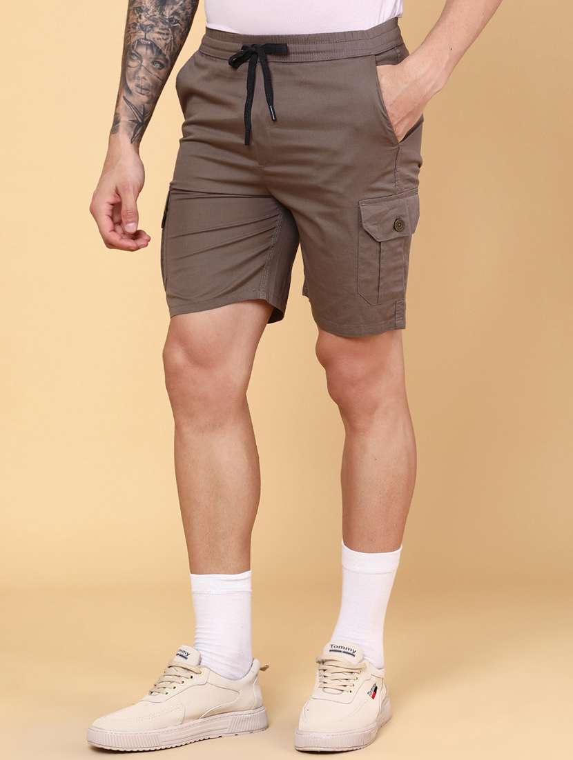 khaki cotton shorts three  fourths