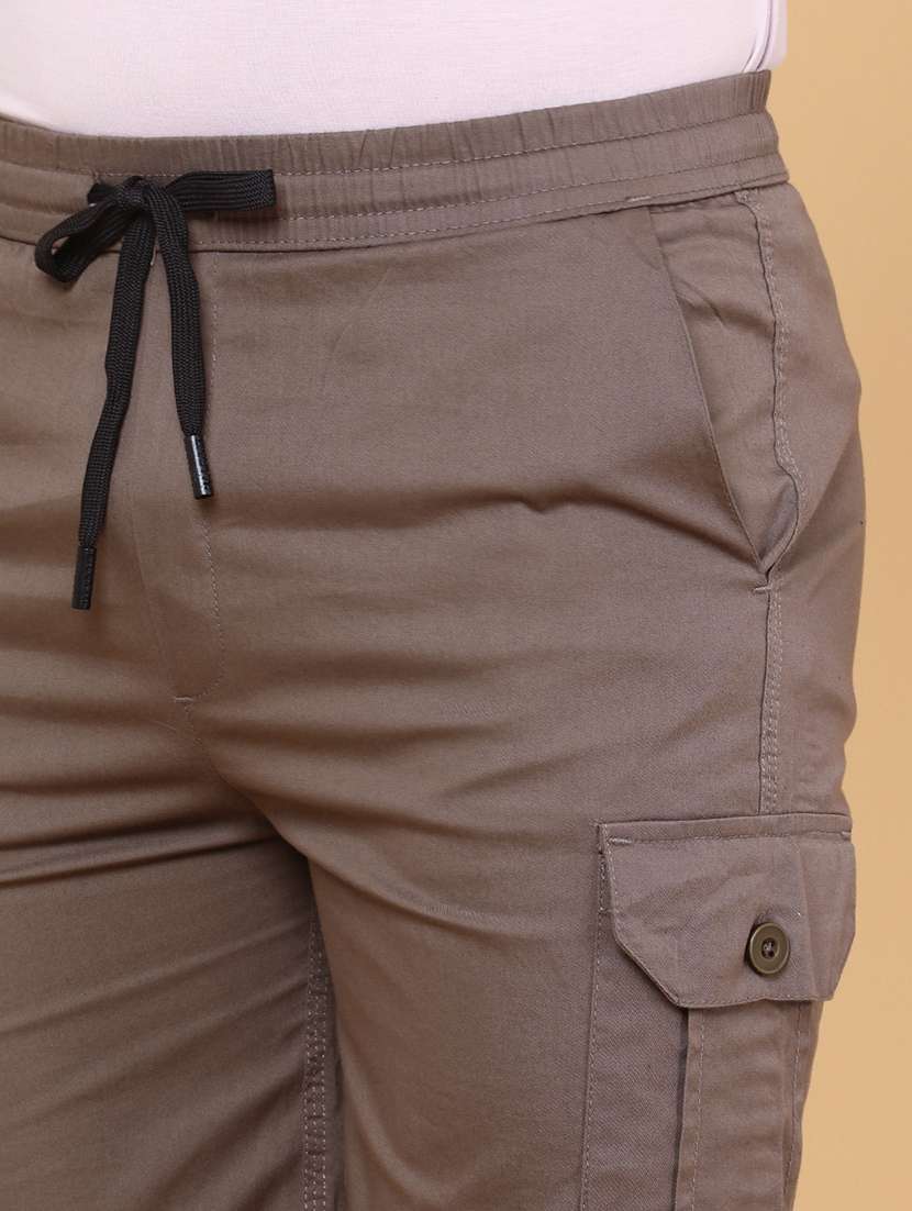 khaki cotton shorts three  fourths - 22321509 -  Standard Image - 1