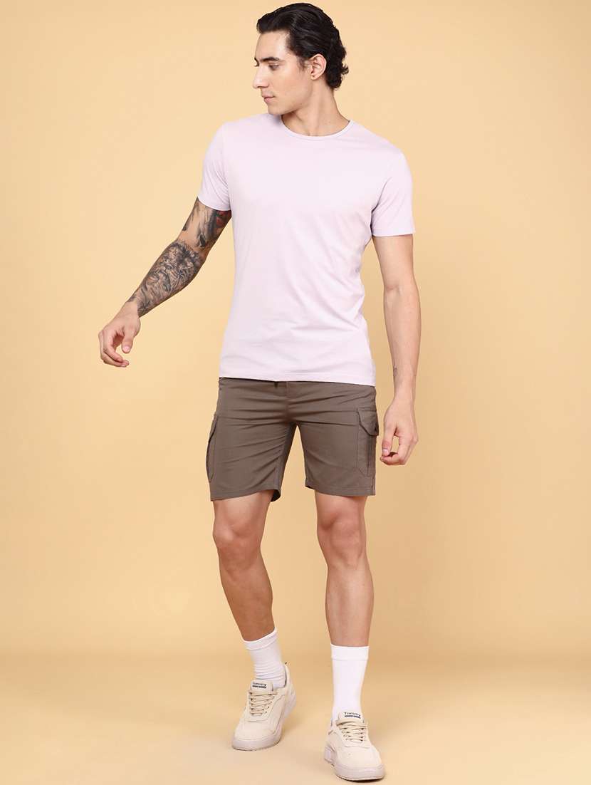 khaki cotton shorts three  fourths - 22321509 -  Standard Image - 4