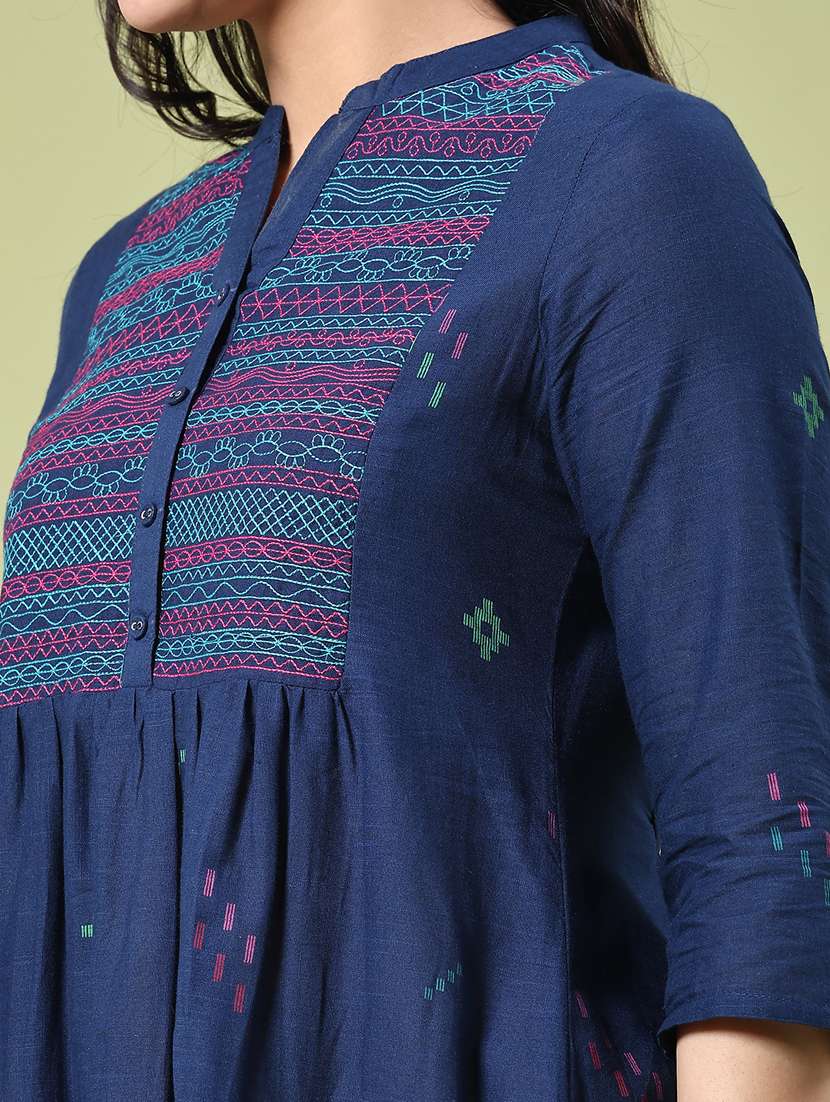 women embroidered three quarter sleeve a-line dress - 22321531 -  Standard Image - 1