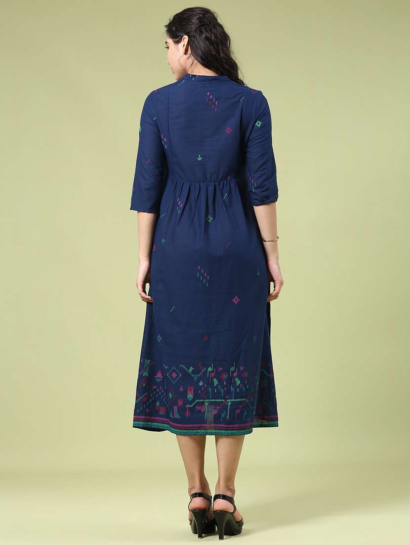 women embroidered three quarter sleeve a-line dress - 22321531 -  Standard Image - 4