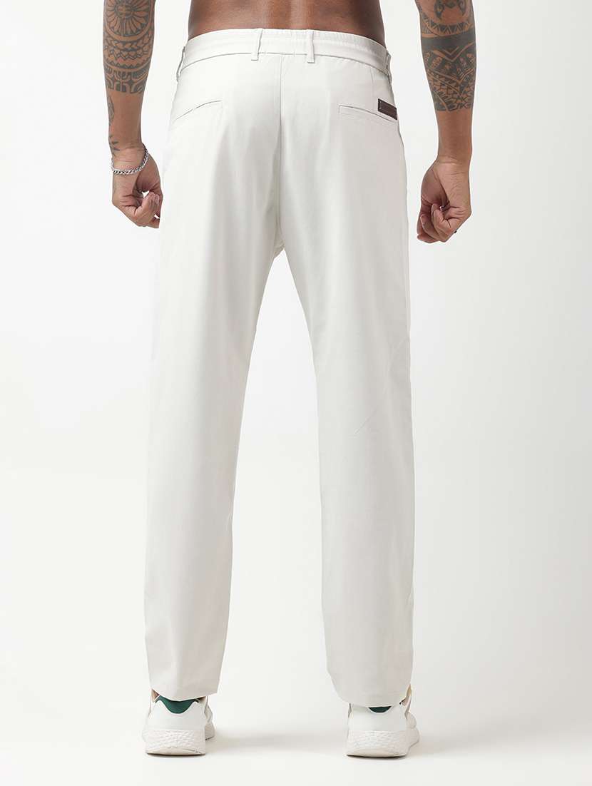 men solid low rise pleated casual trouser - 22321711 -  Standard Image - 4