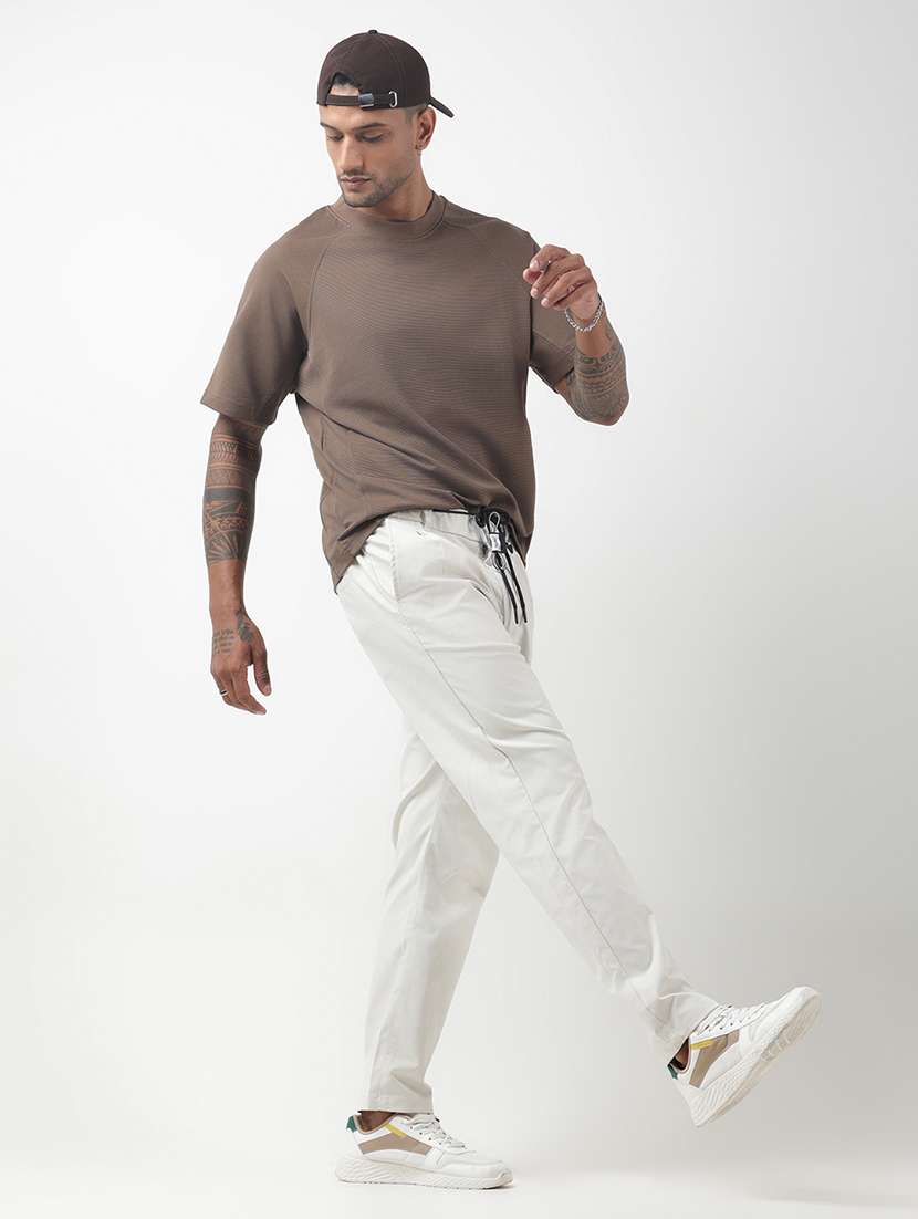 men solid low rise pleated casual trouser - 22321711 -  Standard Image - 6