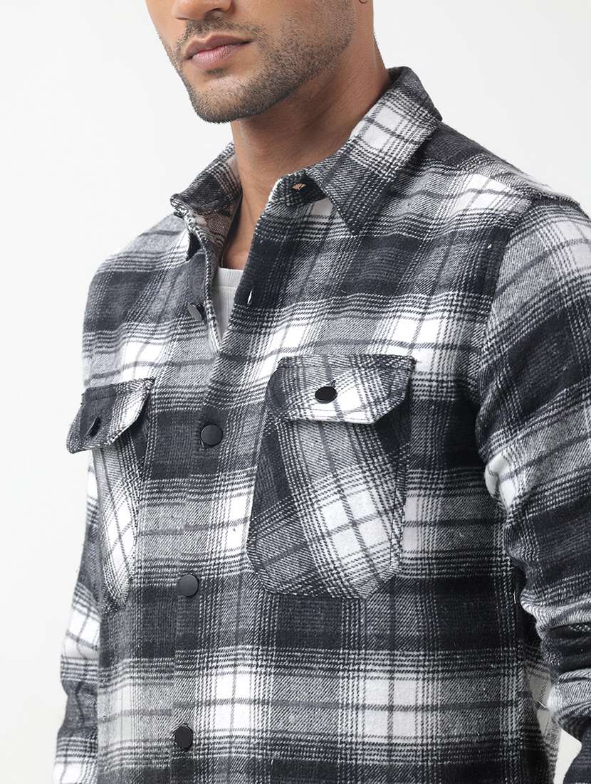 men checkered long sleeve regular fit shacket - 22321716 -  Standard Image - 6