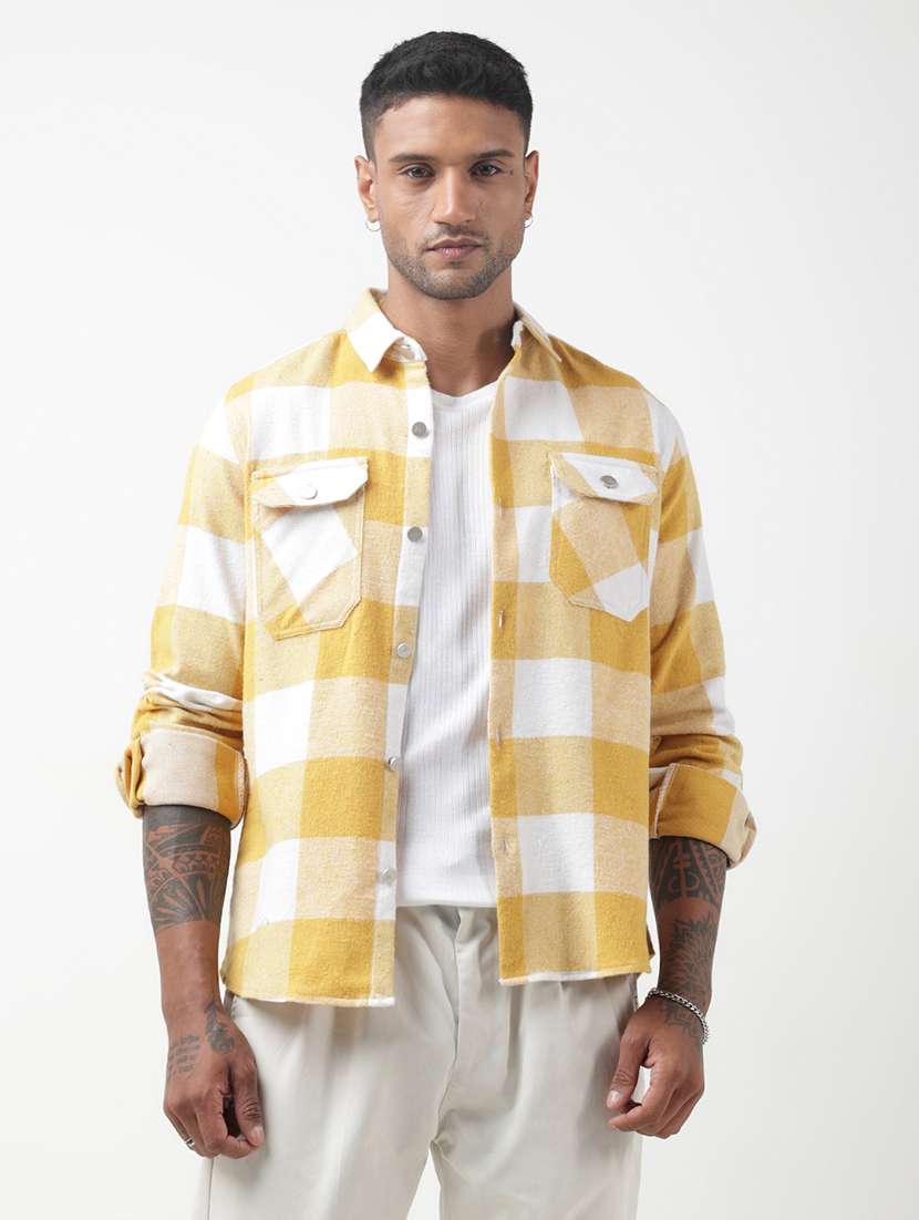 men checkered long sleeve regular fit shacket - 22321718 -  Standard Image - 1