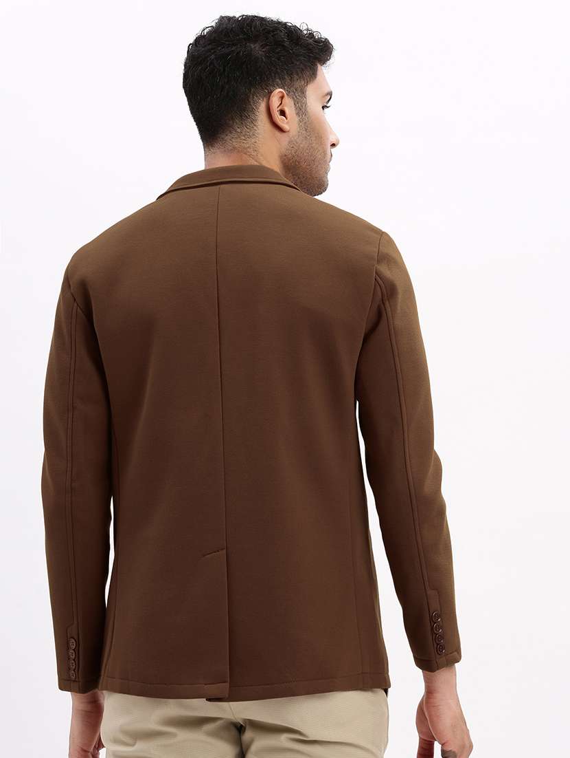 men solid lapel collar single breasted casual blazer - 22321723 -  Standard Image - 4