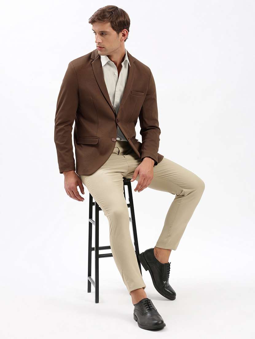 men solid lapel collar single breasted casual blazer - 22321729 -  Standard Image - 4