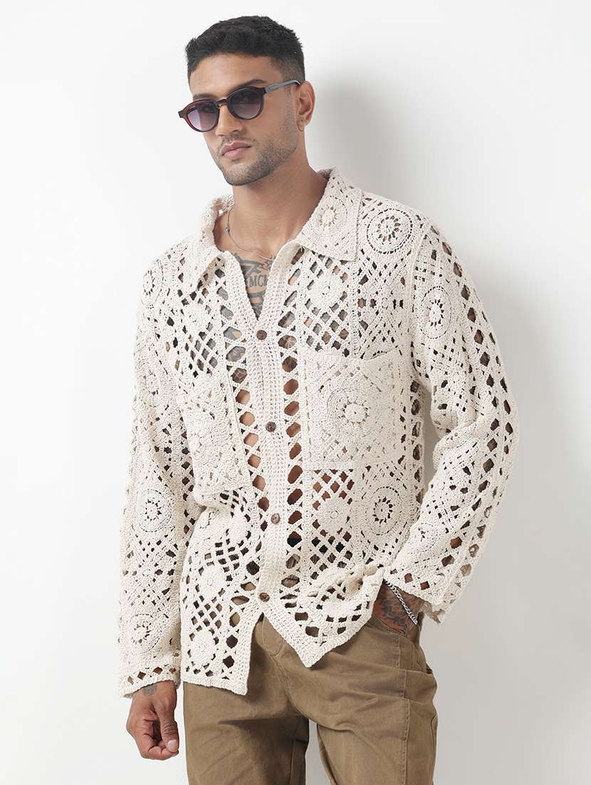 Men Self Design Long Sleeve Oversized Casual Shirt - 22321738 -  Standard Image - 1