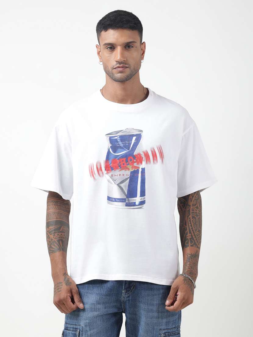 men front print short sleeve oversized t-shirt - 22321741 -  Standard Image - 1