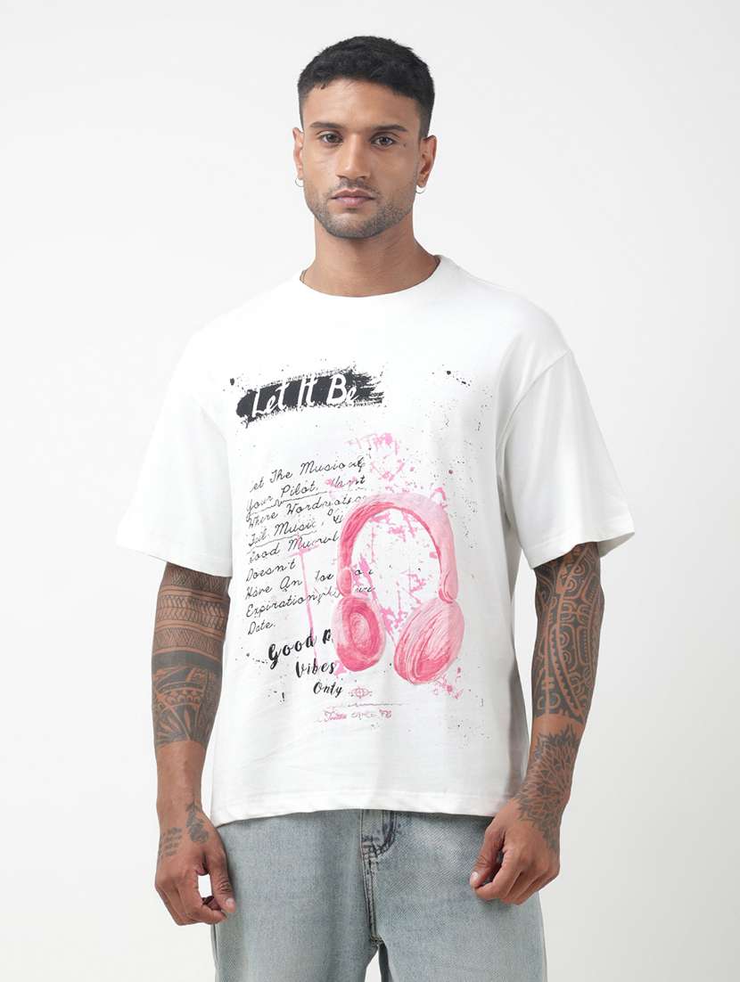 men front print short sleeve oversized t-shirt - 22321742 -  Standard Image - 1