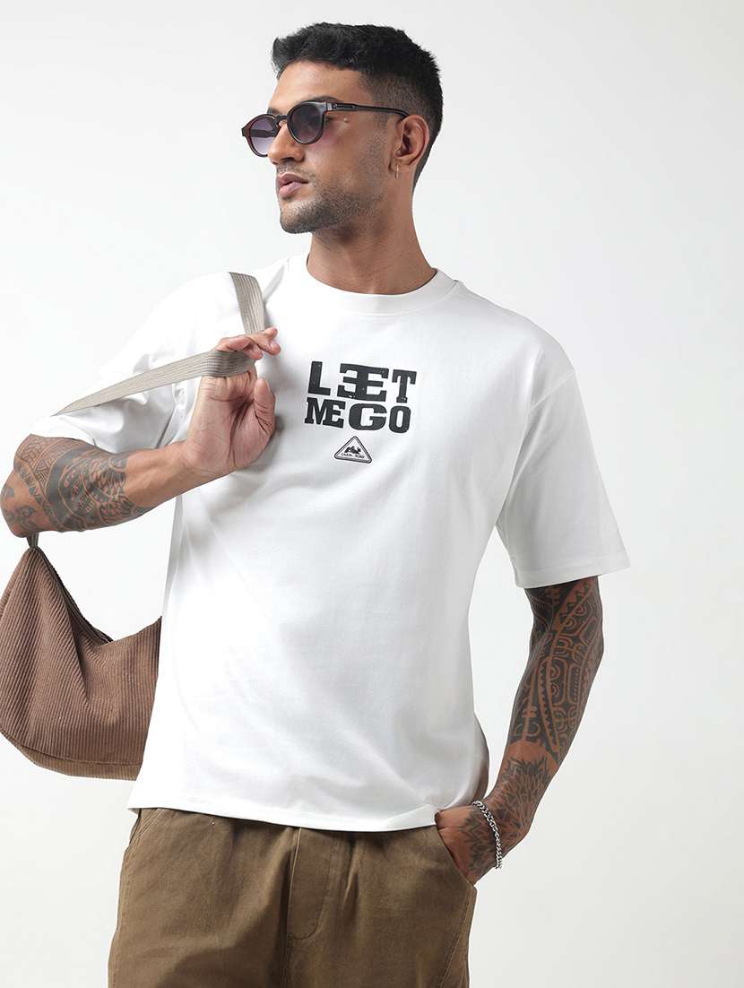 men front & back print short sleeve loose fit t-shirt
