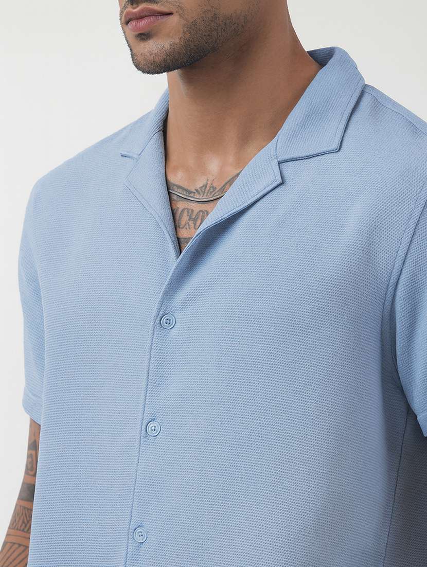 men solid short sleeve shirt & shorts co-ord set - 22321762 -  Standard Image - 6