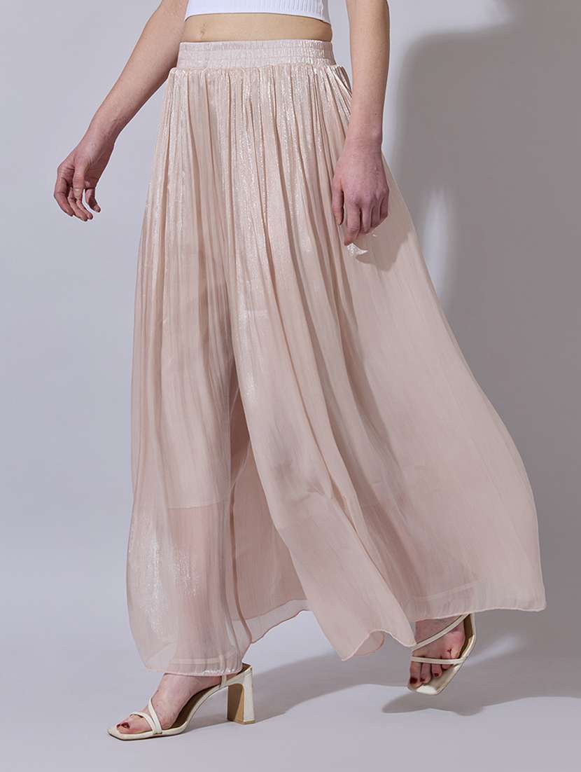women solid mid rise flared palazzo - 22321767 -  Standard Image - 1