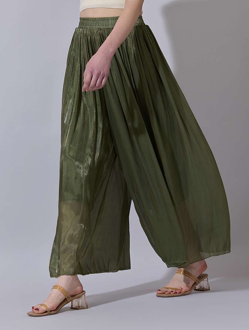 women solid mid rise flared palazzo - 22321768 -  Standard Image - 1