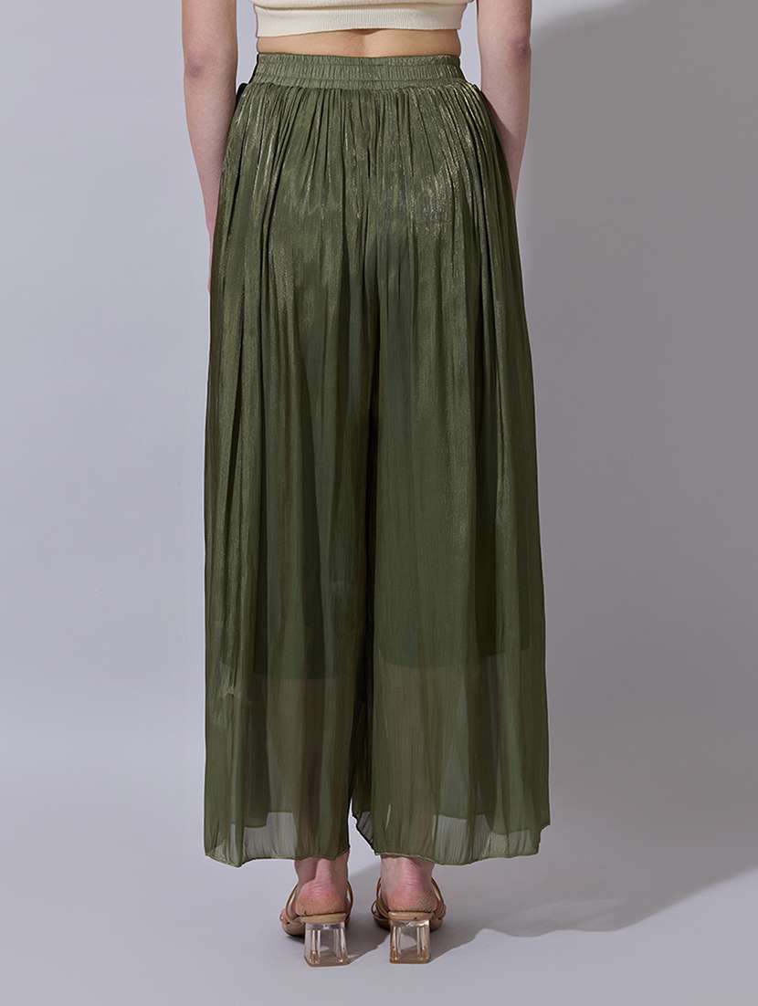 women solid mid rise flared palazzo - 22321768 -  Standard Image - 4