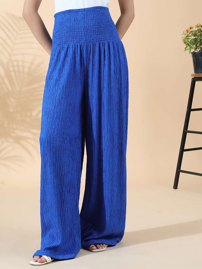 women solid high rise wide leg trouser - 22321779 -  Standard Image - 1