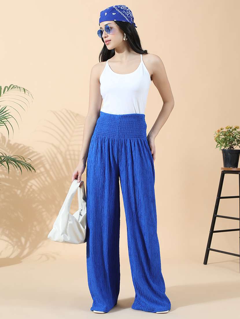 women solid high rise wide leg trouser - 22321779 -  Standard Image - 4