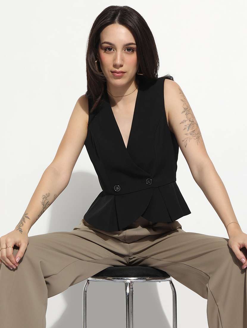 women solid sleeveless vest top