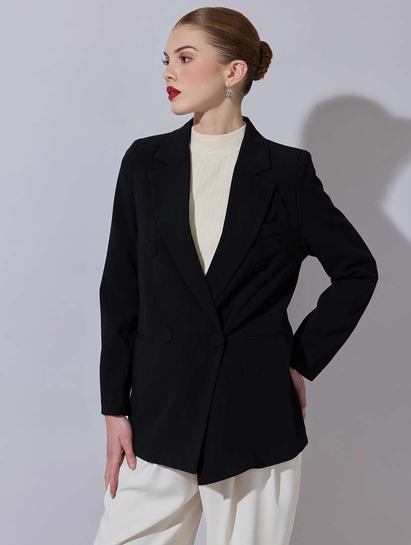 women solid long sleeve double breasted blazer - 22321783 -  Standard Image - 1