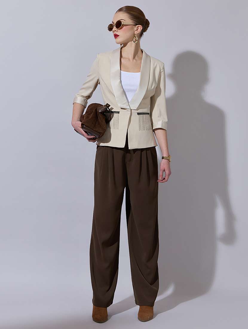 women three quarter sleeve single breasted blazer - 22321784 -  Standard Image - 4