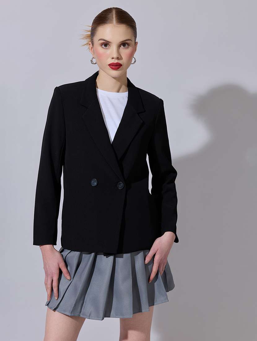 women solid long sleeve double breasted blazer - 22321785 -  Standard Image - 1