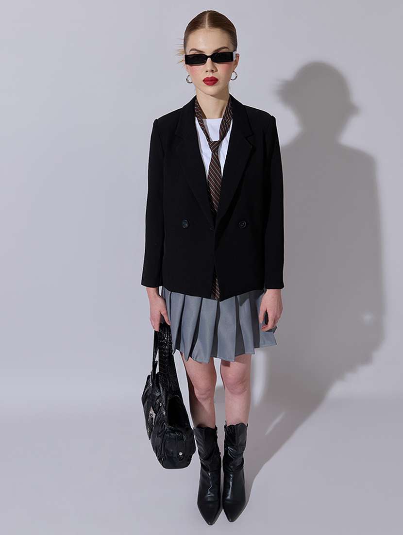 women solid long sleeve double breasted blazer - 22321785 -  Standard Image - 4