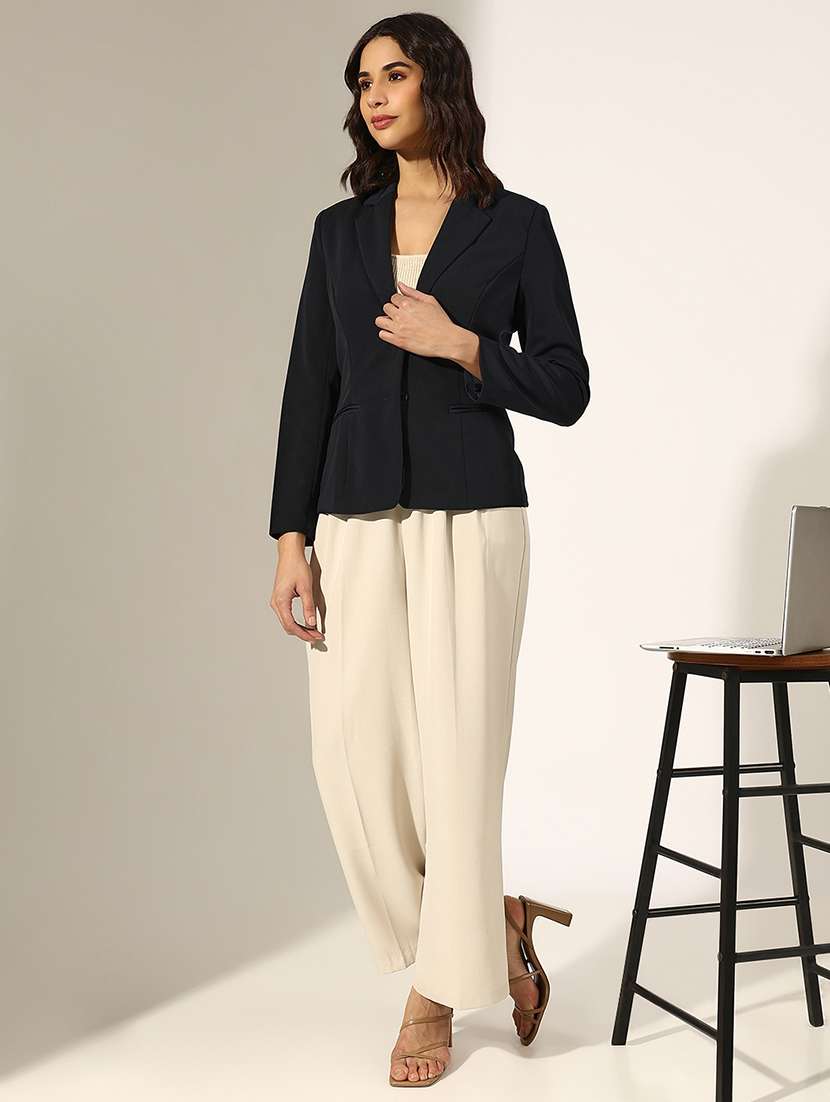 women solid long sleeve single breasted blazer - 22321786 -  Standard Image - 4