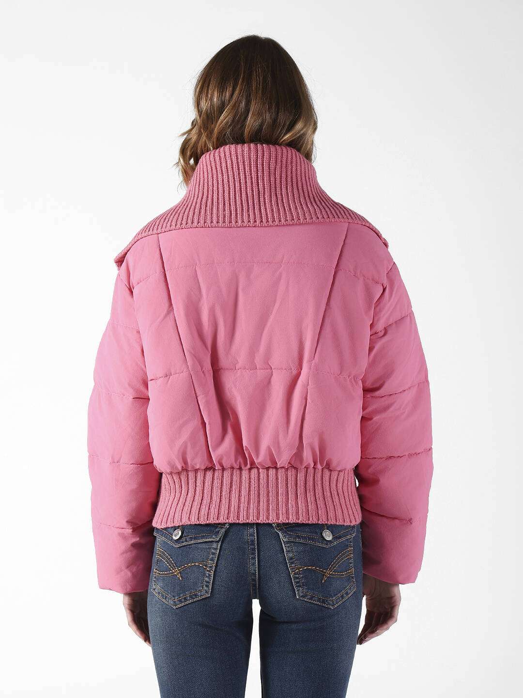 women solid long sleeve puffer jacket - 22321787 -  Standard Image - 1