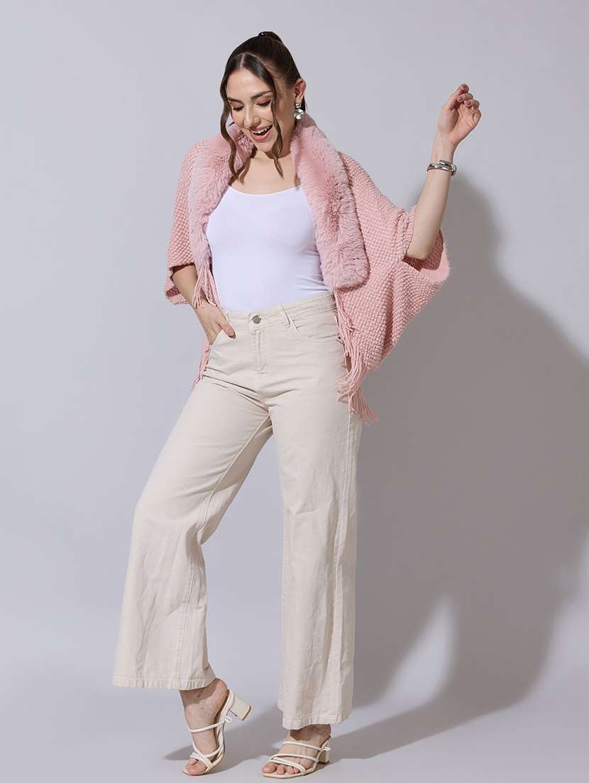 women solid fur detailed shrug - 22321801 -  Standard Image - 4