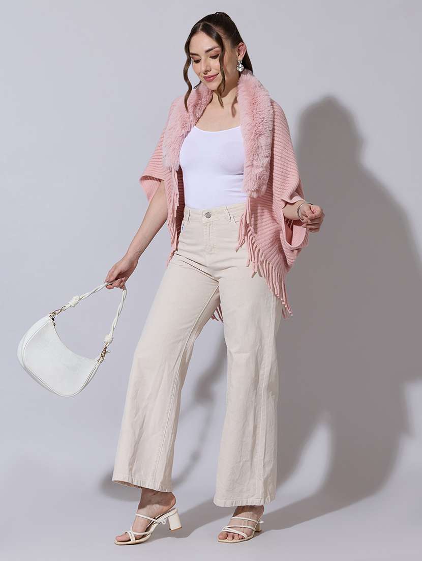 women solid fur detailed shrug - 22321802 -  Standard Image - 4