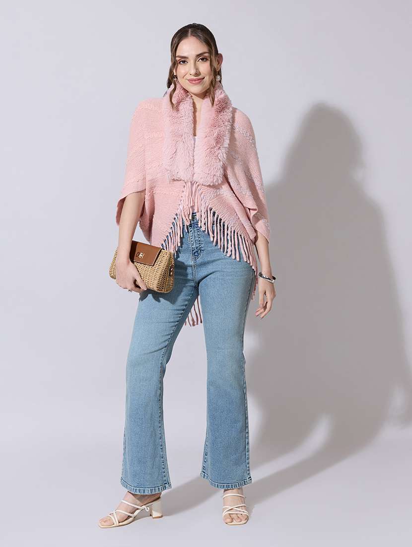 women solid fur detailed shrug - 22321807 -  Standard Image - 4