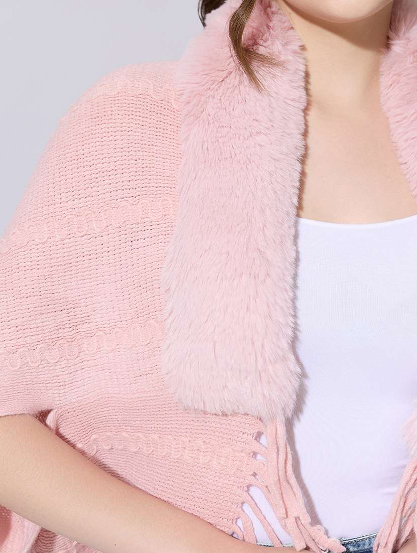 women solid fur detailed shrug - 22321807 -  Standard Image - 6