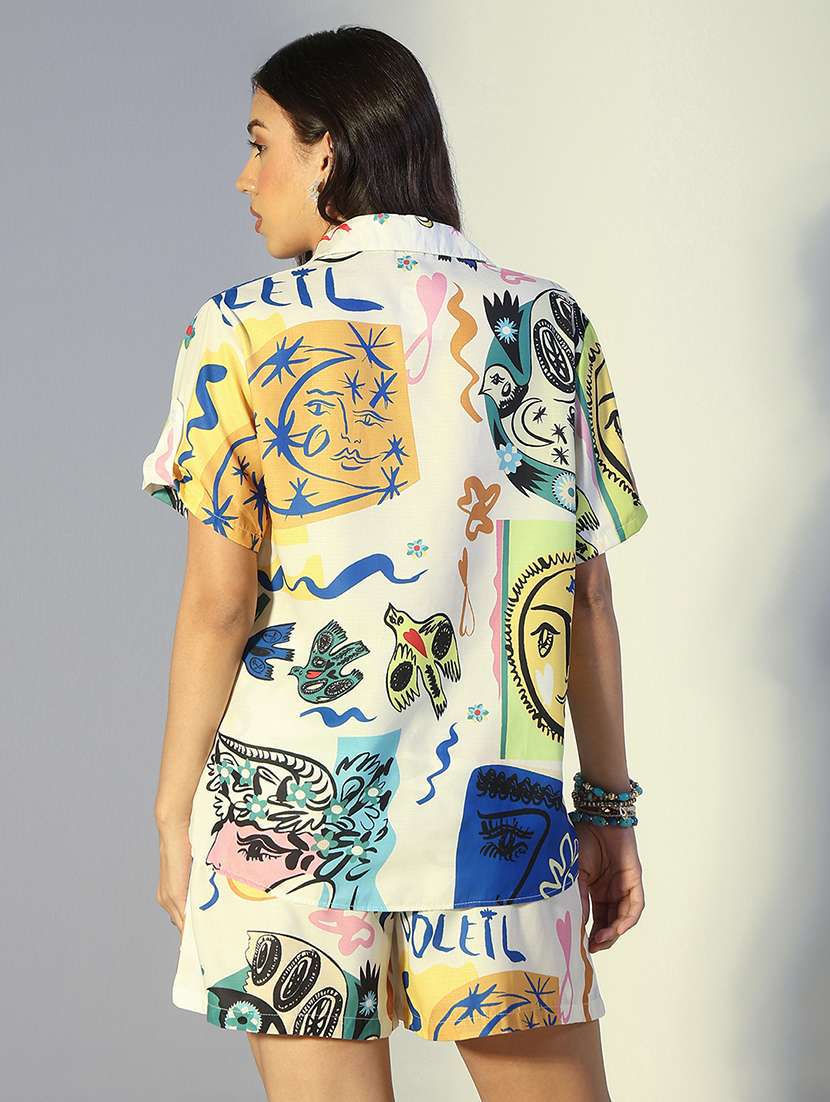 women printed shirt & shorts co-ord set - 22321824 -  Standard Image - 1