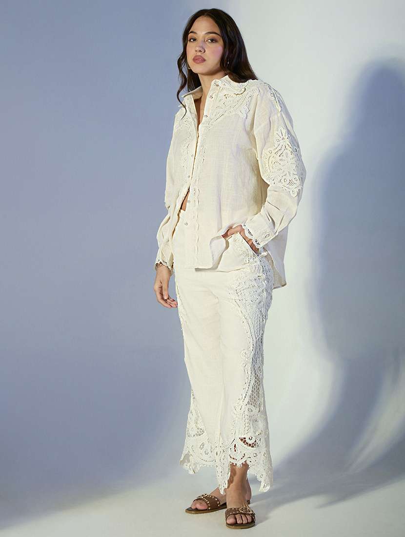 women self designed lace shirt and trouser co-ord set - 22321835 -  Standard Image - 4