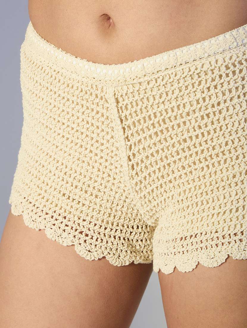 Women Self Designed Crochet Top And Shorts Co-ord Set - 22321839 -  Standard Image - 6