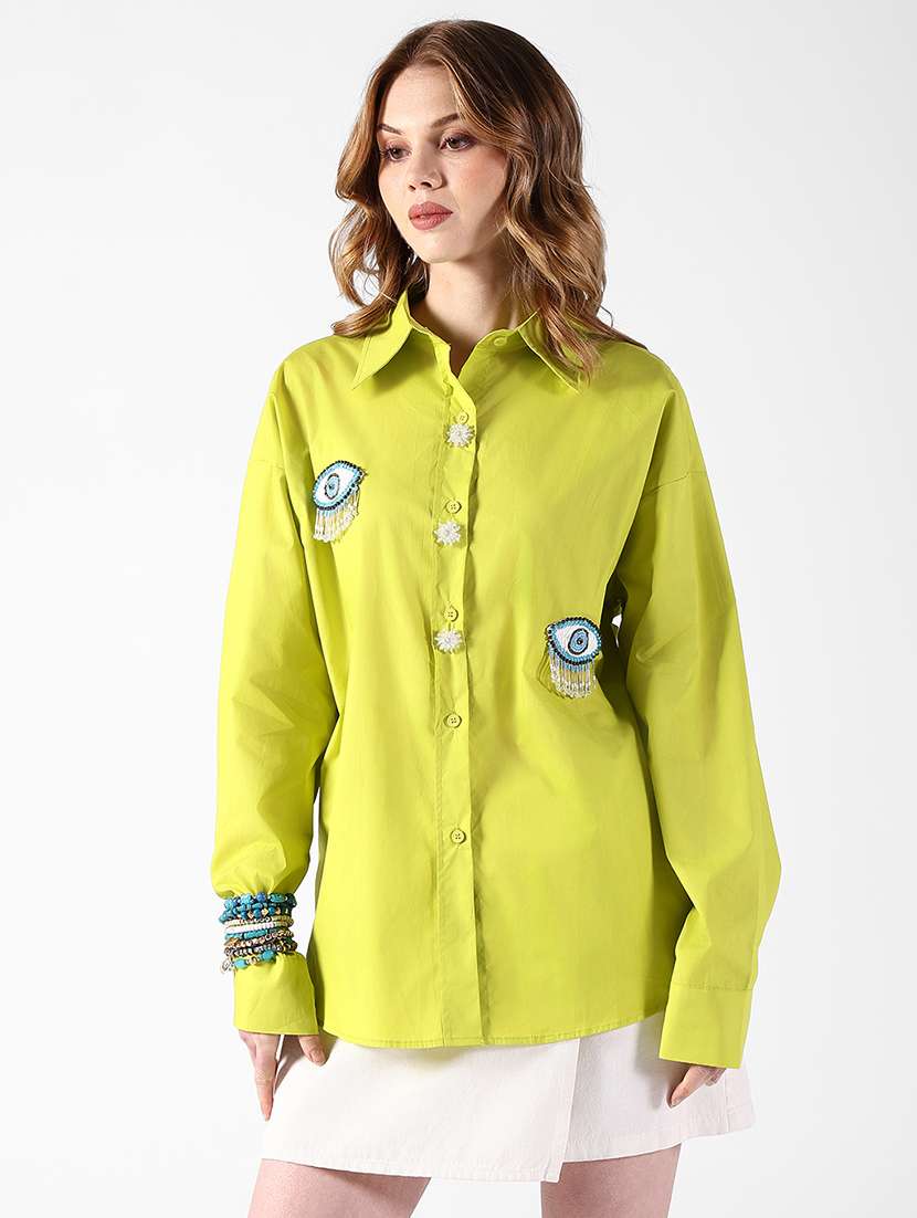 women embroidered long sleeve oversized shirt - 22321850 -  Standard Image - 1