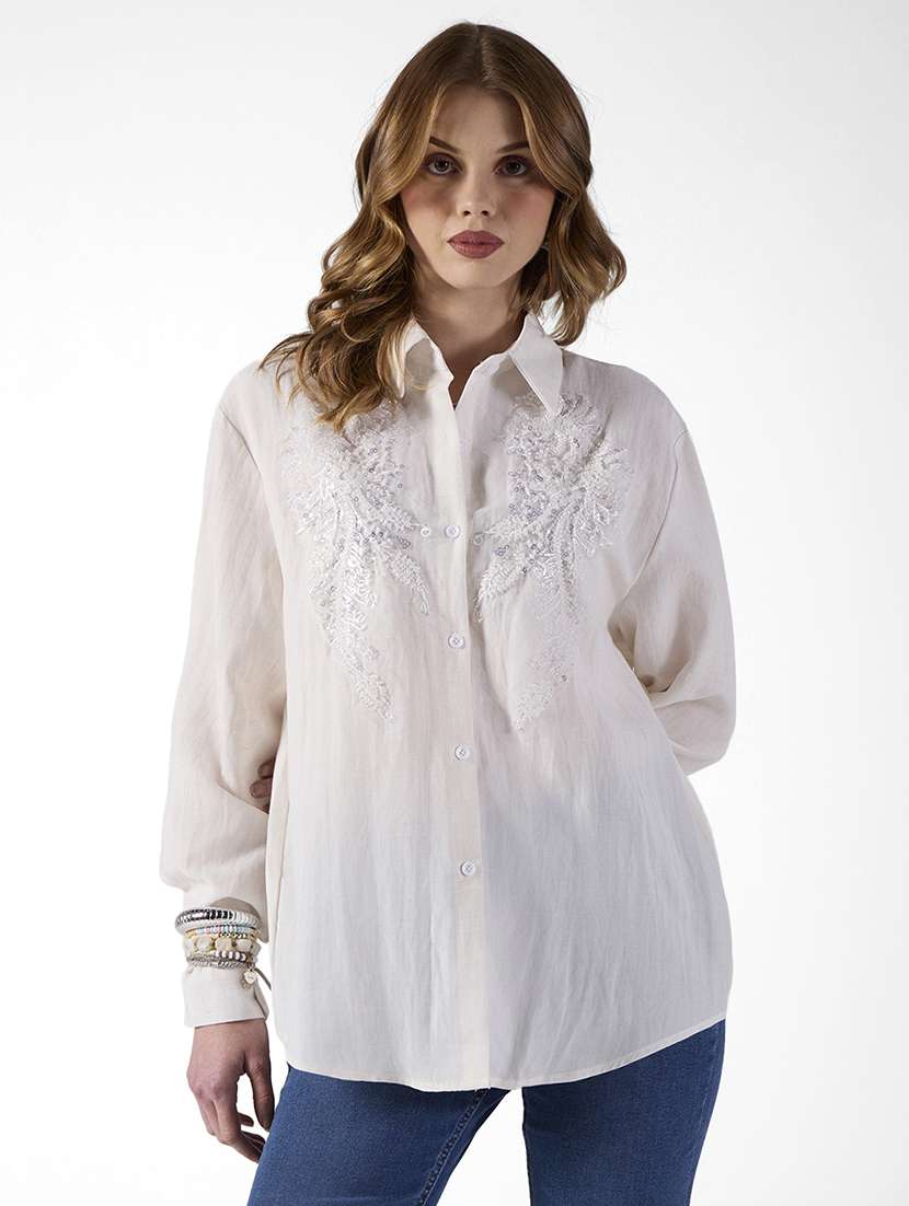 women embellished long sleeve oversized shirt - 22321855 -  Standard Image - 1
