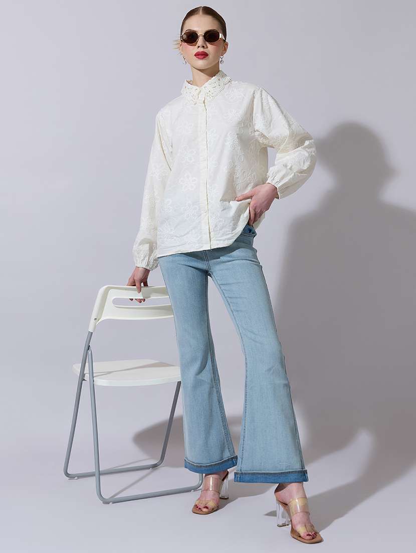 women embroidered long sleeve oversized shirt - 22321863 -  Standard Image - 4