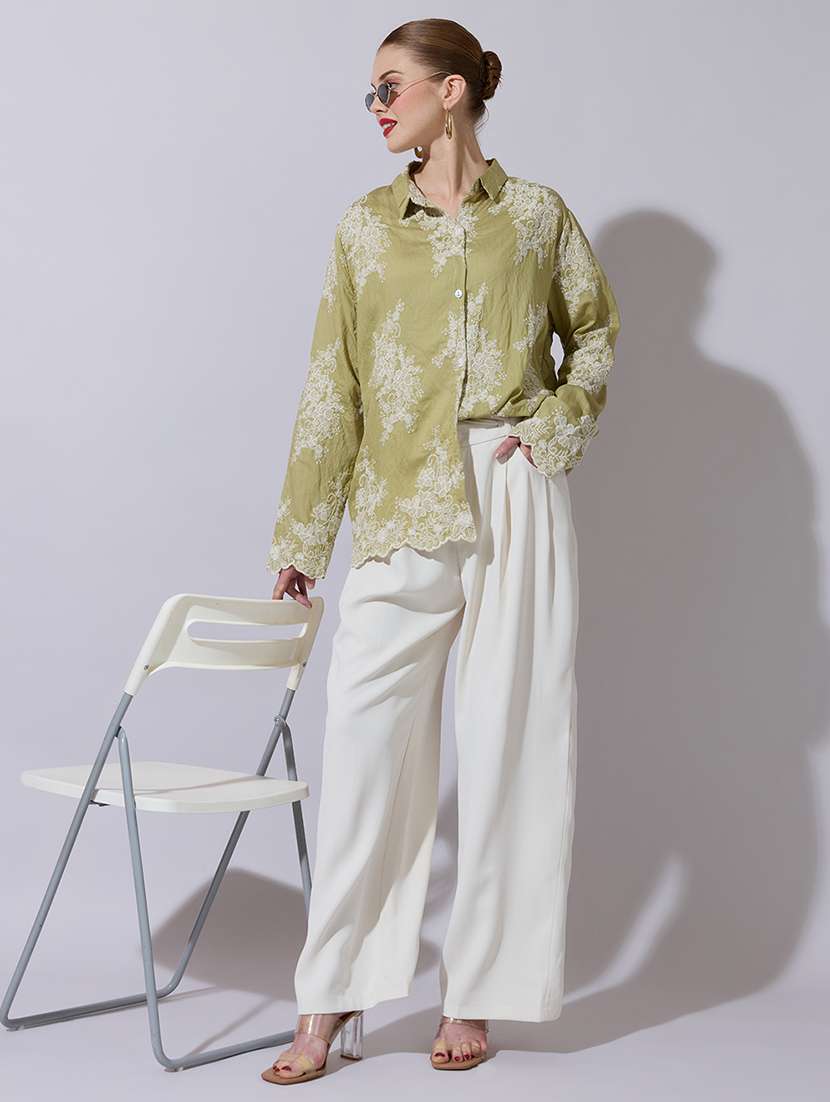 women embroidered long sleeve oversized shirt - 22321873 -  Standard Image - 4
