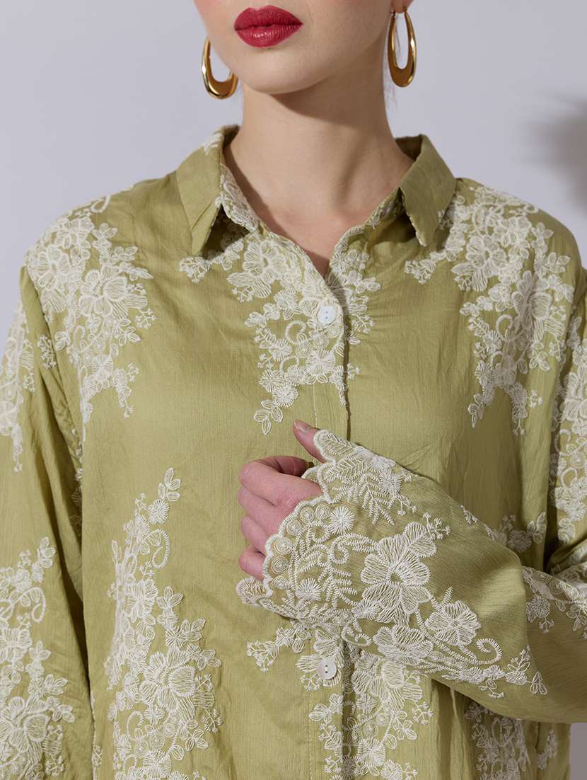 women embroidered long sleeve oversized shirt - 22321873 -  Standard Image - 6