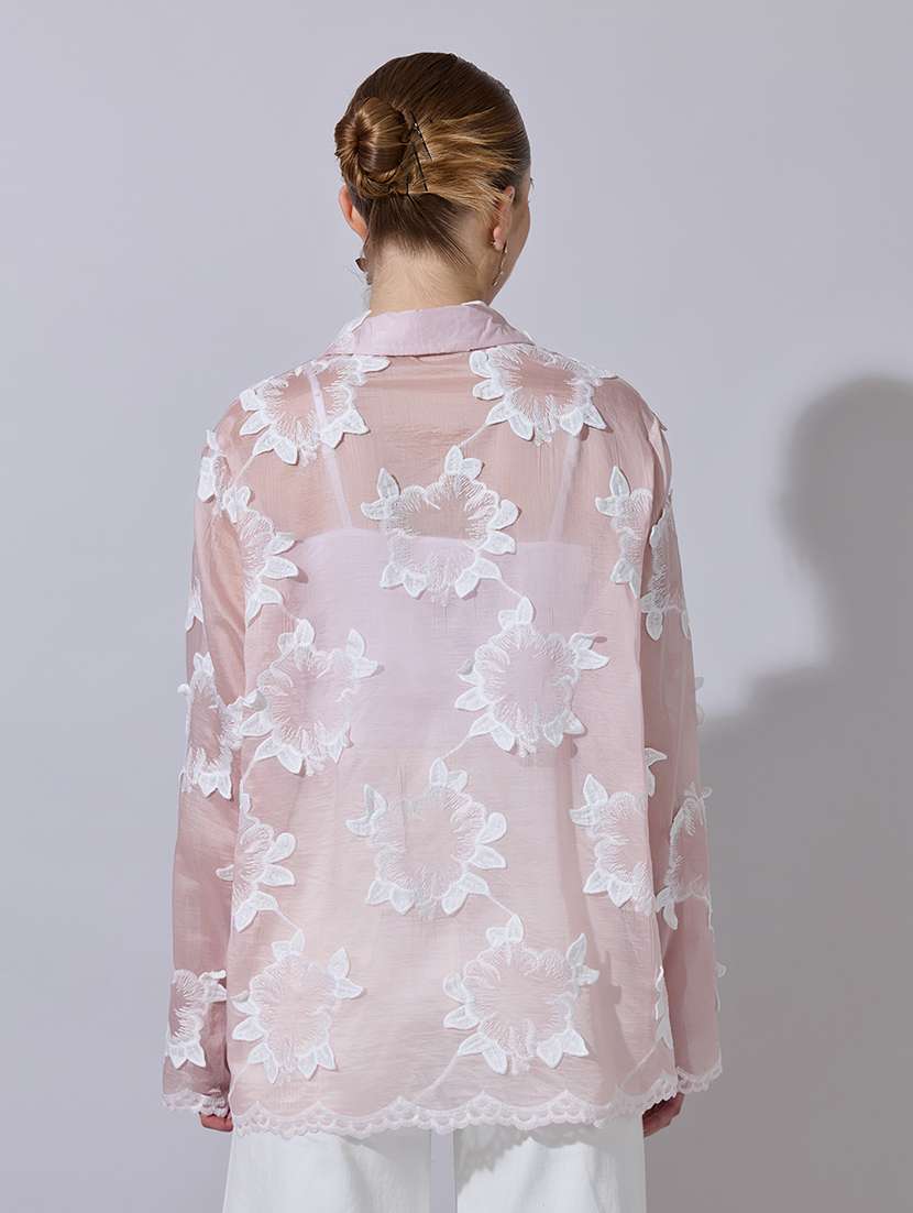 women embroidered collared long sleeve shirt - 22321874 -  Standard Image - 1